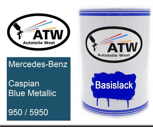 Mercedes-Benz, Caspian Blue Metallic, 950 / 5950: 500ml Lackdose, von ATW Autoteile West.